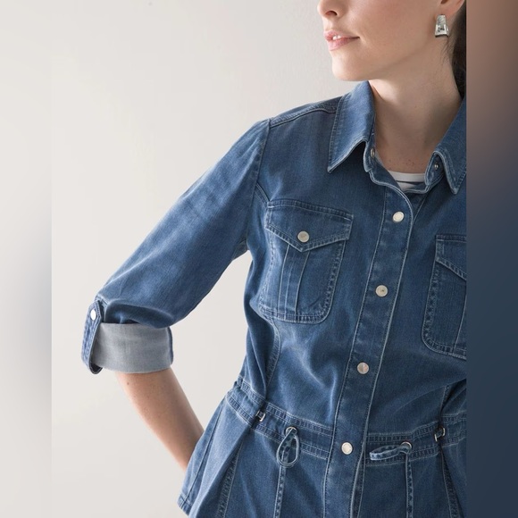 WHBM Drawstring Tencel Denim Jacket - Picture 3 of 8